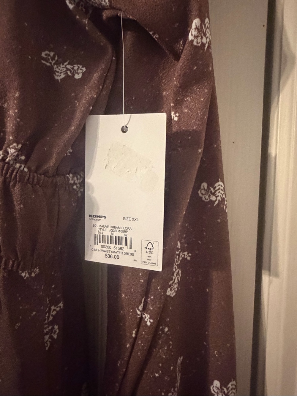 Kohl's Mauve Floral Long-Sleeve Square-Neck Dress - Picture 3 of 4
